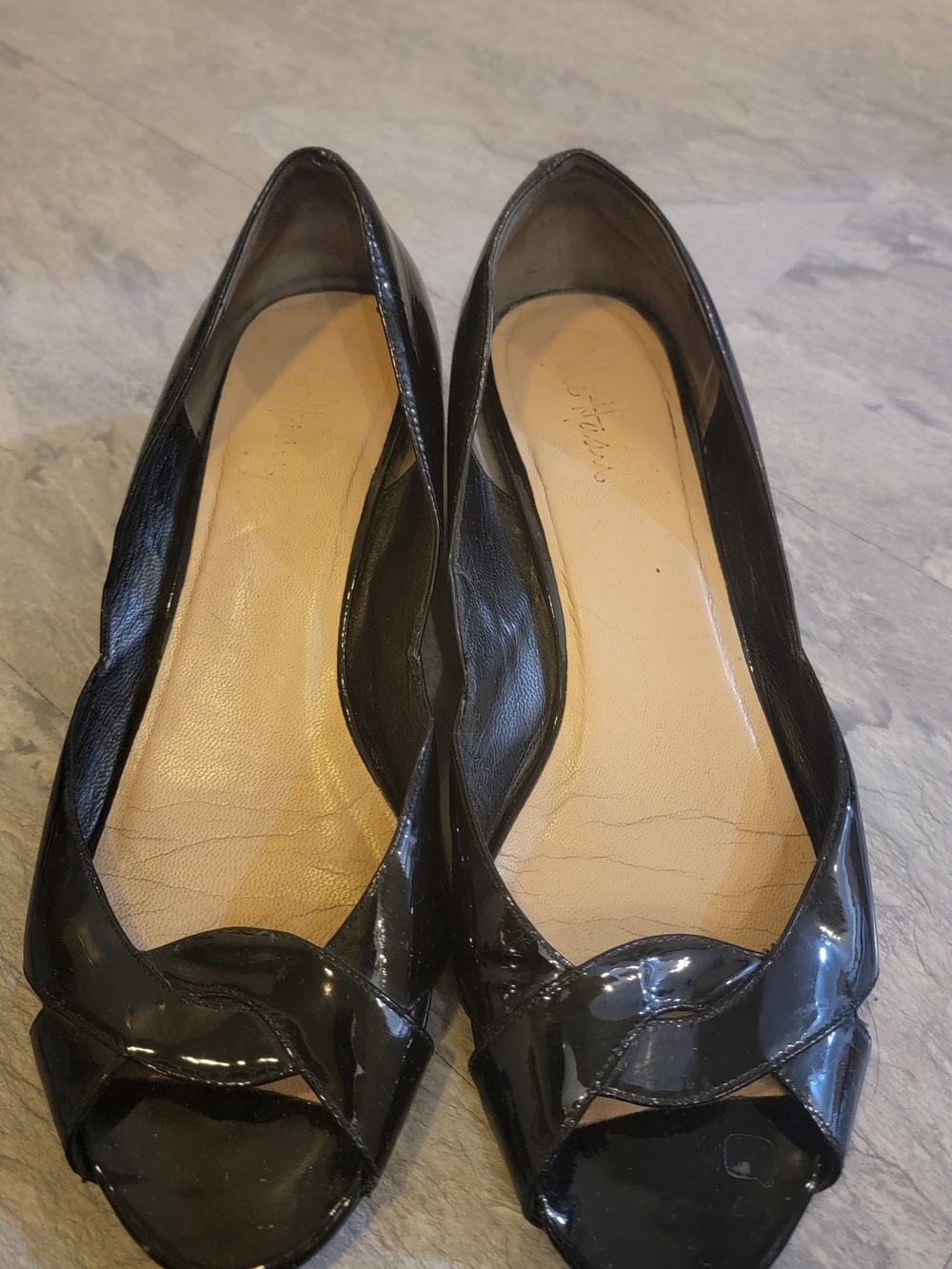 Cole Haan Classic Black Patent Peep-Toe Flats - Women